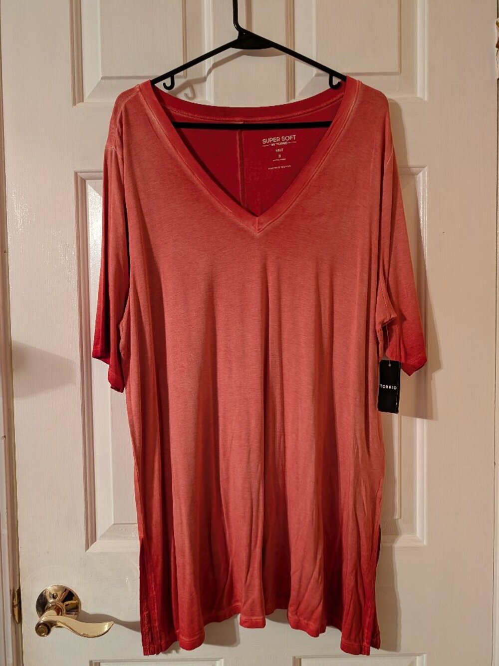 Torrid Orange Ombre Favorite Tunic Super Soft V-neck Side Slit Tee ~ 3/3X/22-24